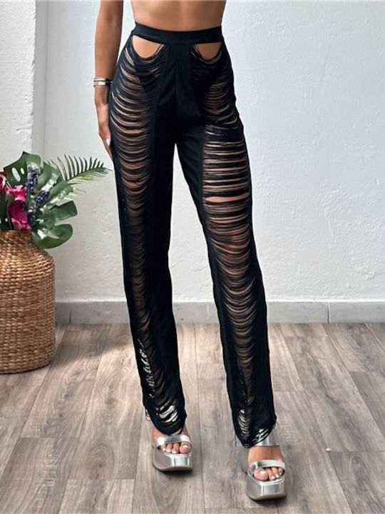 Beach pants with fringes (Black)