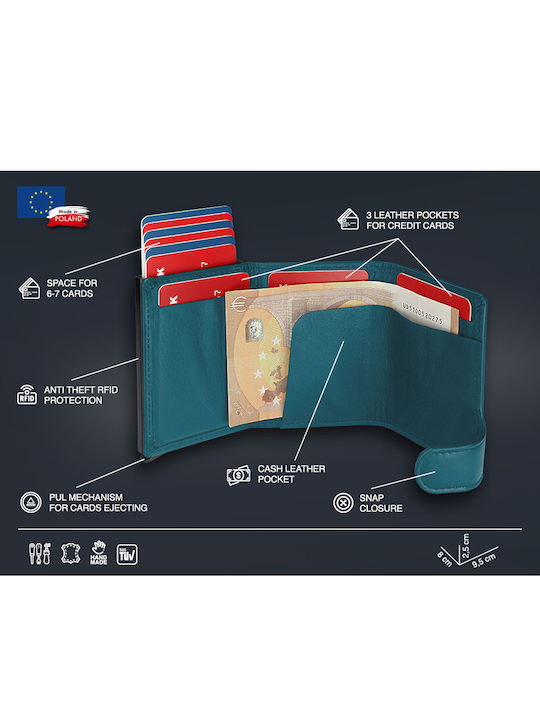 Leather Men's Wallet Classic with RFID Blue