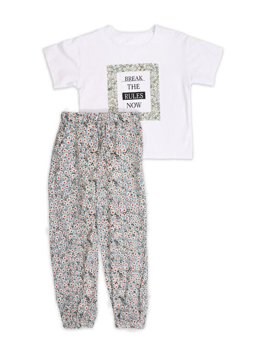 New College Kids Set with Pants Summer 2pcs White