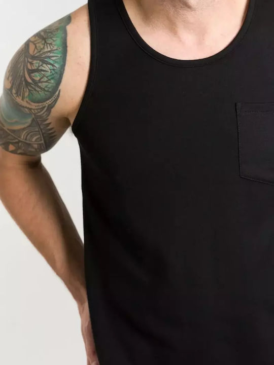 Men's Undershirts Sleeveless in Black Color 2Pack