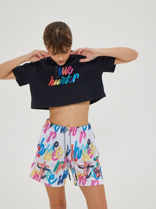 Γυναικείο Καλοκαιρινό Crop Top Βαμβακερό Κοντομάνικο Μαύρο
