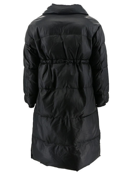 Kurz Damen Puffer Jacke für Winter Schwarz