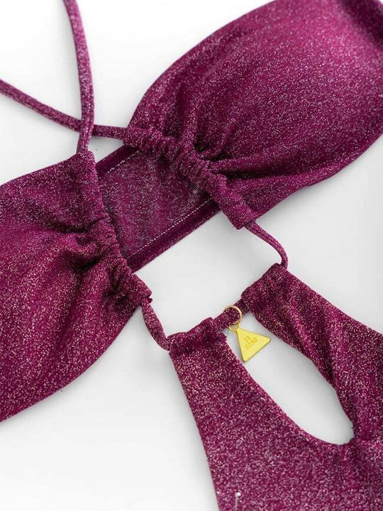 Fuchsia Swimsuit with Openings and Removable Padding