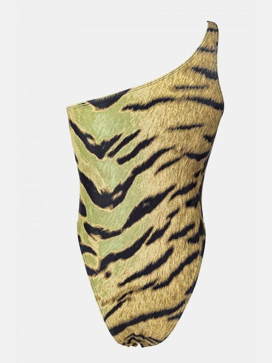 Ολόσωμο Μαγιό με Αφαιρούμενη Ενίσχυση Animal Print Χακί