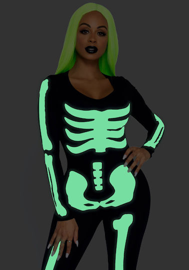 Leg Avenue Skeleton Catsuit Sexy Στολή Μαύρη