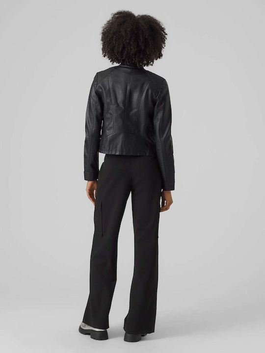 Vero Moda Favodona din piele ecologică Jachetă Biker din piele ecologică Negru
