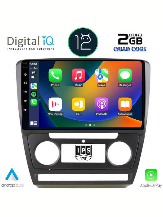 Digital IQ Car Audio System for Skoda Octavia 2005-2012 with Clima (Bluetooth/USB/AUX/WiFi/GPS/Apple-Carplay) with Touch Screen 10.1"