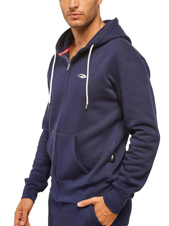 Blue Hunter Men's Sweatshirt Jacket with Hood Blue