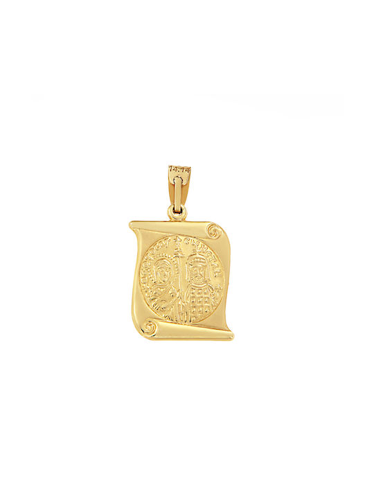 Pendant Kids Talisman Double Sided Constantine from Gold 14K FLD2126