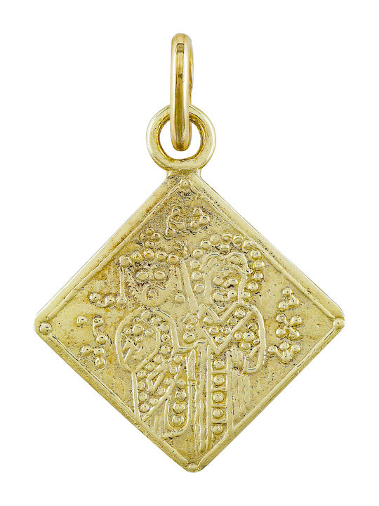 Kiriakos Gofas Pendant Kids Talisman Double Sided Konstantinato made of Gold 14K KN305