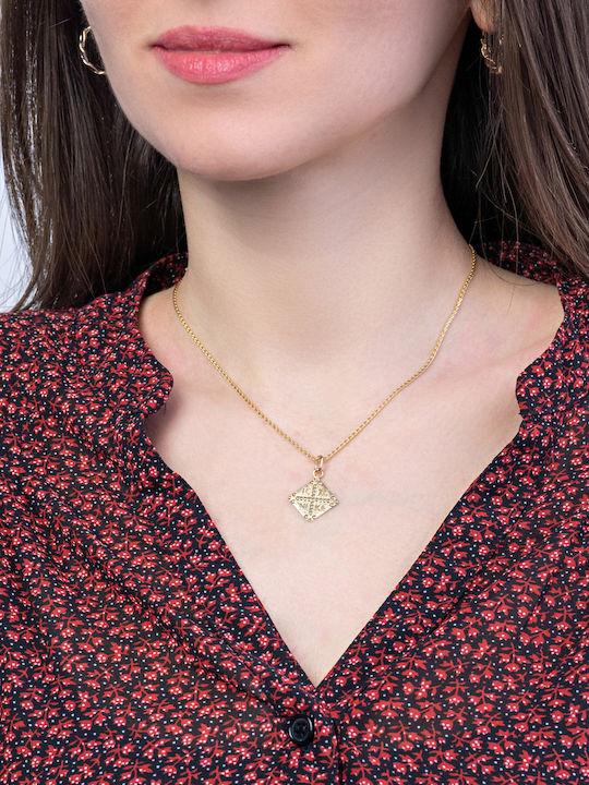 Kiriakos Gofas Pendant Kids Talisman Double Sided Konstantinato made of Gold 14K KN305