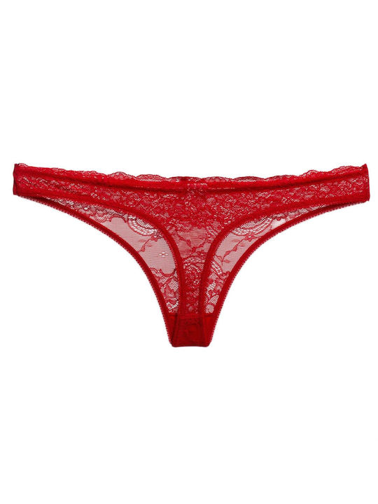 Dreams by Joyce Women's String with Lace Red