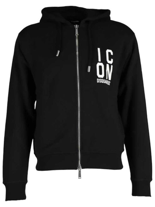 Dsquared2 Herren Sweatshirt Jacke mit Kapuze Schwarz