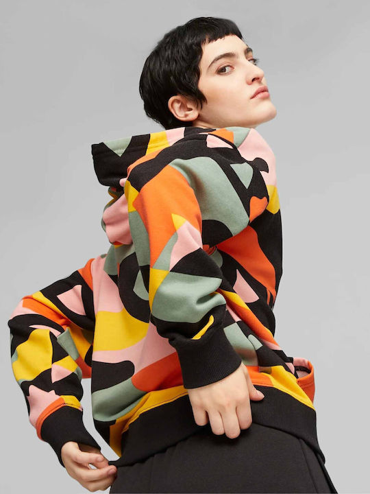 Long Women's Sweatshirt Hooded Multicolour