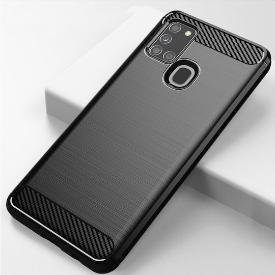 Techsuit Carbon Back Cover Silicon Negru (Galaxy A21s)