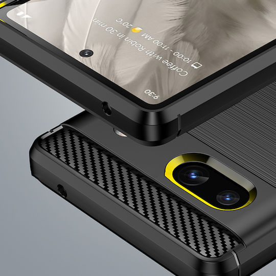 Techsuit Carbon Umschlag Rückseite Silikon Schwarz (Google Pixel 7a)