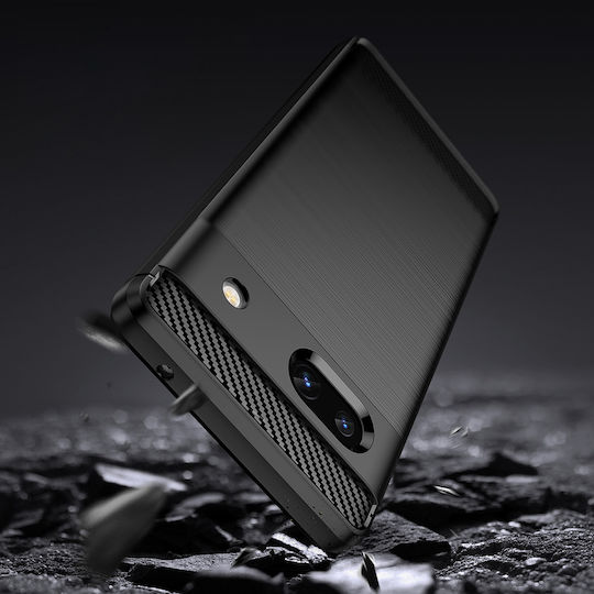 Techsuit Carbon Umschlag Rückseite Silikon Schwarz (Google Pixel 7a)