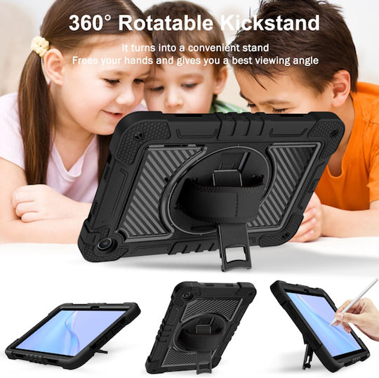 Techsuit StripeShell 360 Flip Cover Schwarz für MatePad SE 10.4