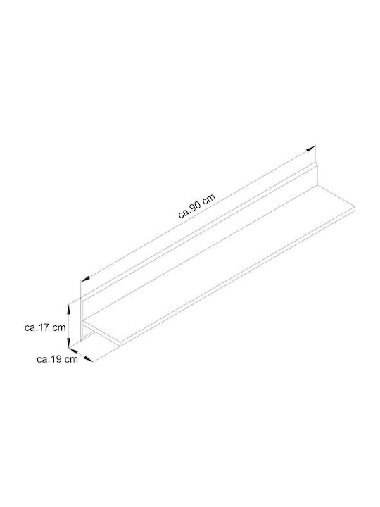 Shelf Wall Inox Grey / Jackson Hickory 90x19x17cm