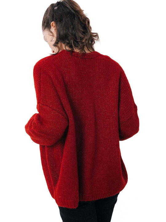 C'est Beau La Vie Women's Knitted Cardigan Burgundy