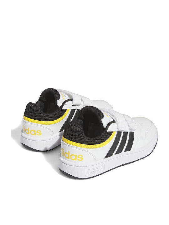 Hoops Hoops 3.0 CF Kids Sports Shoes Basketball with Hoop & Loop Closure Cloud White / Core Black / Bold Gold