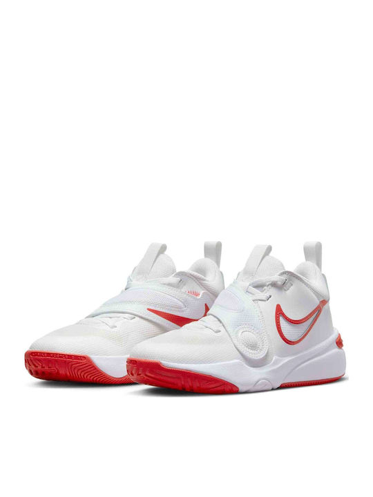 Team Hustle D 11 Kids Sports Shoes Basketball with Laces Summit White / Track Red