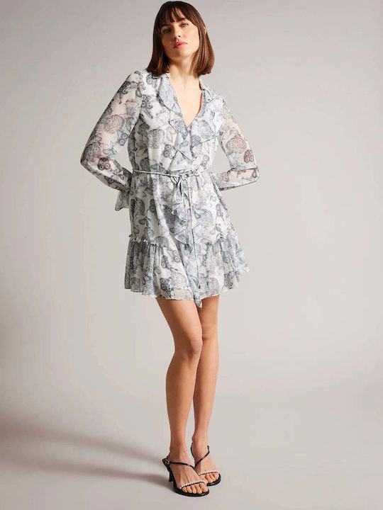 Rochie Mini Cu Volane Albă
