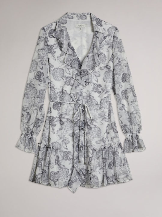 Rochie Mini Cu Volane Albă