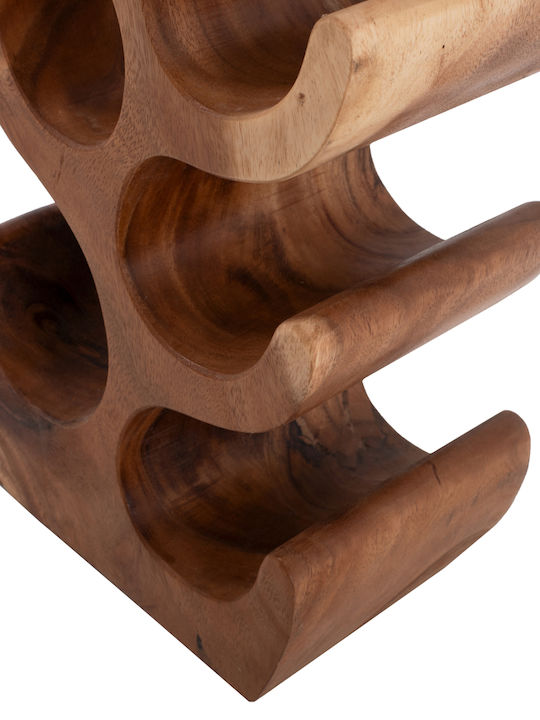 HomeMarkt SUAR Tischplatte Flaschenhalter Hölzernes für 6 Flaschen Braun 18x20x50εκ.