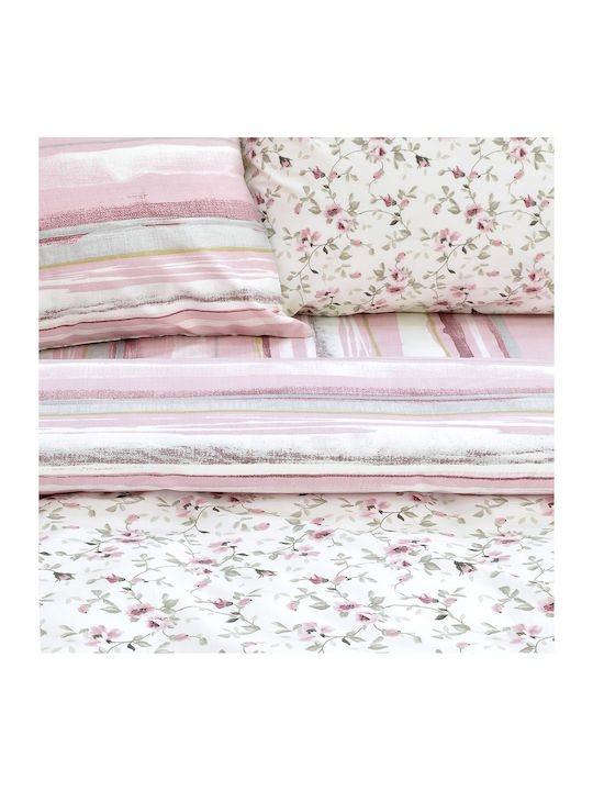 Lino Home Duvet Cover Set Cotton Queen with 2 Pillowcases 220x240 Agne Rose