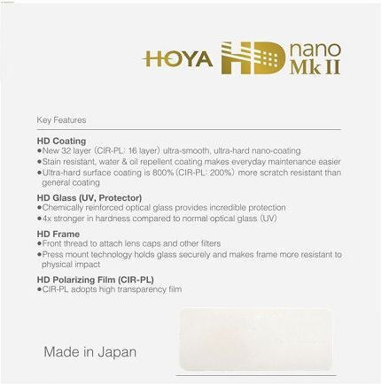 Hoya Nano MK II Filter HD / UV 72mm for Camera Lenses