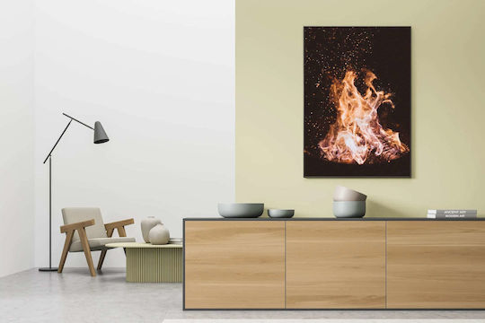 Close-Up of a Fire on Black Background Painting on Canvas 40x50cm