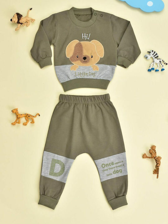 Potre Kids Sweatpants Set Khaki 2pcs