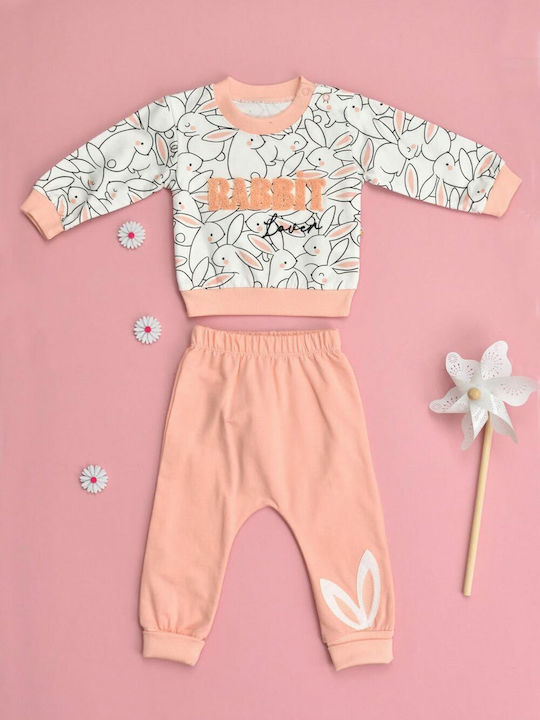 Potre Kids Sweatpants Set Pink 2pcs