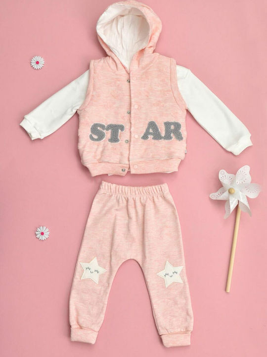 Potre Kids Sweatpants Set Pink 3pcs