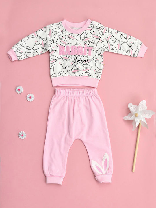 Potre Kids Sweatpants Set Pink 2pcs