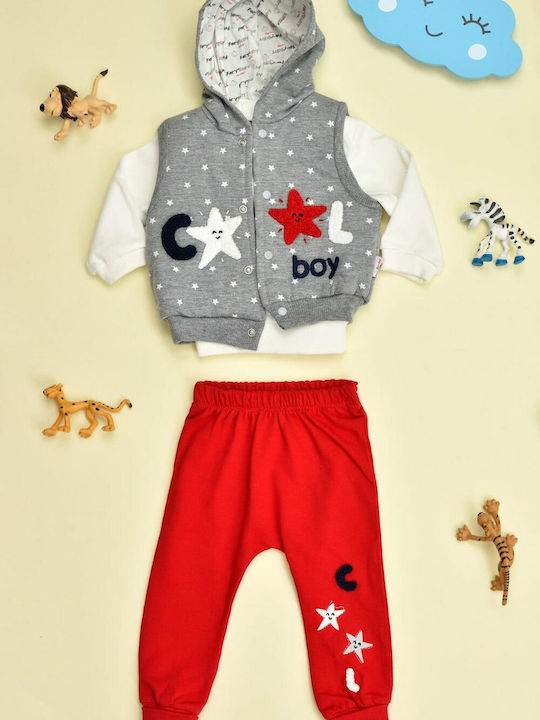 Potre Kids Sweatpants Set Red 3pcs