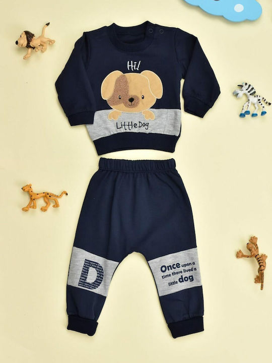 Potre Kids Sweatpants Set Navy Blue 2pcs