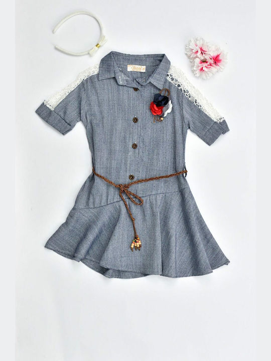 Potre Kids Dress Set with Accessories Short Sleeve Blue