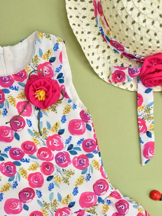 Children's Dress Sleeveless Floral Set with Accessories Multicolour