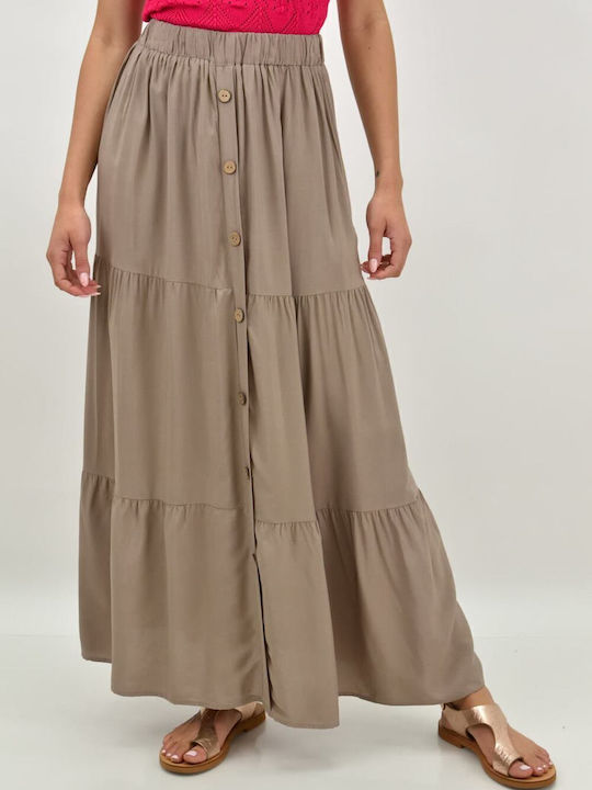 High-waisted Maxi Skirt Beige