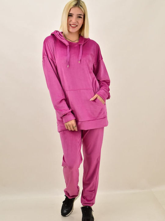 Potre Damen-Sweatpants-Set Rosa Samt