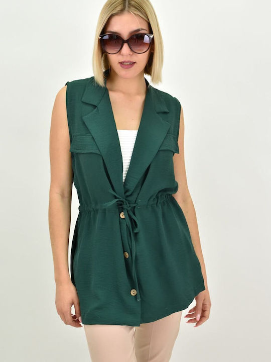 Potre Women's Vest with Buttons Green