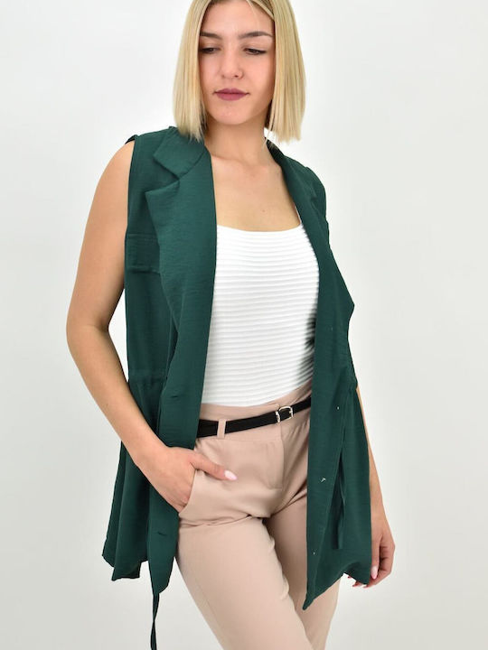 Women's Vest with Buttons Green