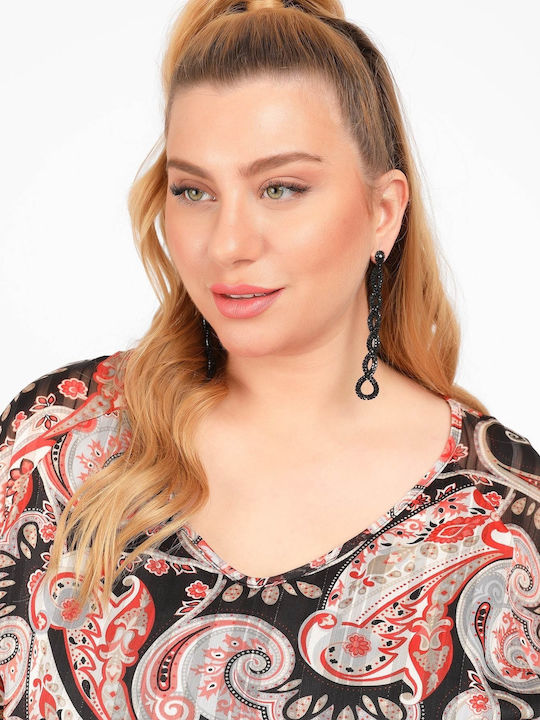 Damen Sommer Bluse Kurzärmelig Schwarz