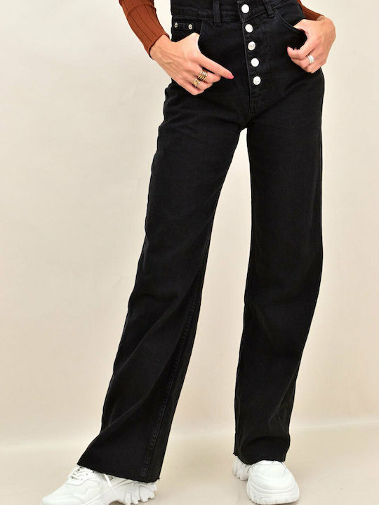 Potre Women's Jean Trousers in Straight Line Black