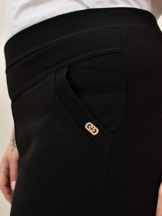 Potre Γυναικείο Υφασμάτινο Παντελόνι με Λάστιχο Μαύρο