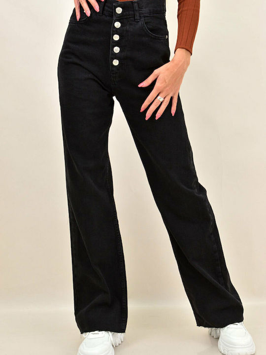 Women's Jean Trousers in Straight Line Black