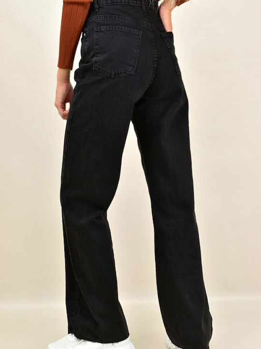 Women's Jean Trousers in Straight Line Black