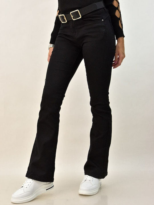 Potre Women's Jean Trousers Flared in Regular Fit Black